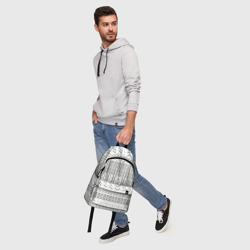 Рюкзак с принтом Домино, чёрные точки на белом - текстура для любого человека, вид спереди №5. Цвет основы: белый