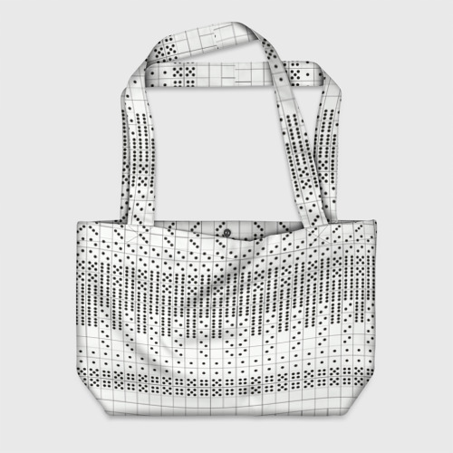 Пляжная сумка с принтом Домино, чёрные точки на белом - текстура, вид спереди №1