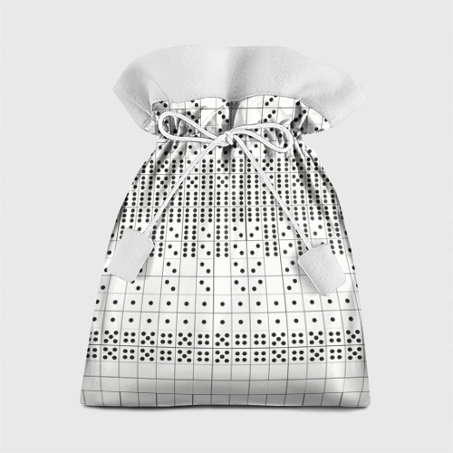 Подарочный мешок с принтом Домино, чёрные точки на белом - текстура, вид спереди №1
