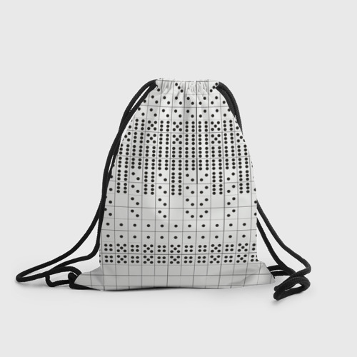 Рюкзак-мешок с принтом Домино, чёрные точки на белом - текстура, вид спереди №1