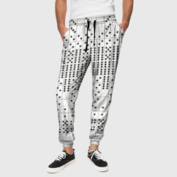 Домино, чёрные точки на белом - текстура – Мужские брюки 3D с принтом купить