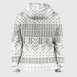 Куртка с принтом Домино, чёрные точки на белом - текстура для женщины, вид сзади №1. Цвет основы: белый