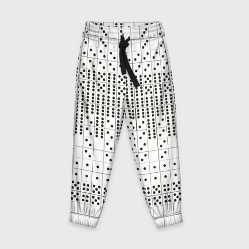 Детские брюки с принтом Домино, чёрные точки на белом - текстура, вид спереди №1