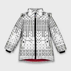 Домино, чёрные точки на белом - текстура – Зимняя куртка для девочек 3D с принтом купить
