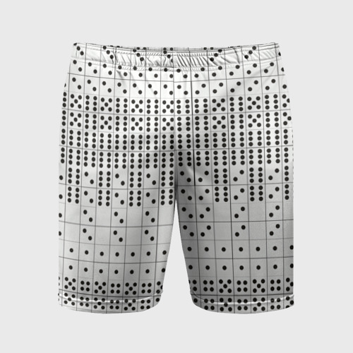 Мужские шорты спортивные с принтом Домино, чёрные точки на белом - текстура, вид спереди №1