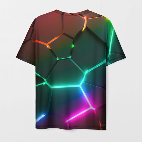 Мужская футболка 3D GTA 6 лого на фоне разлома разноцветных плит, цвет 3D печать - фото 2