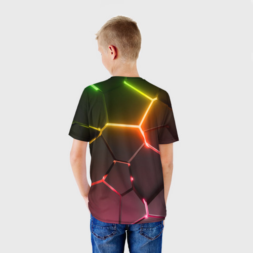 Детская футболка 3D GTA 6 лого на фоне разлома радужных плит, цвет 3D печать - фото 4