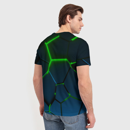 Мужская футболка 3D GTA 6 лого на фоне разлома зеленых плит, цвет 3D печать - фото 4