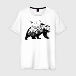 Силуэт тайги в медведе – Мужская футболка хлопок с принтом купить со скидкой в -20%