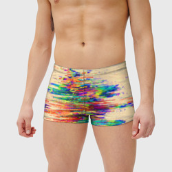 Мужские купальные плавки 3D Разноцветный глитч - фото 2