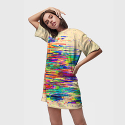Платье-футболка 3D Разноцветный глитч - фото 2