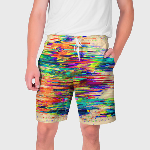 Мужские шорты 3D Разноцветный глитч, цвет 3D печать