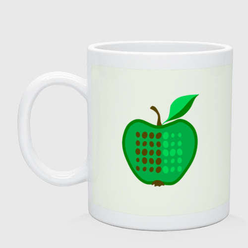 Кружка керамическая с принтом Зеленое яблоко, вид спереди #2