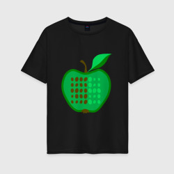 Женская футболка хлопок Oversize Зеленое яблоко