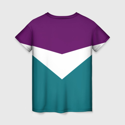Женская футболка 3D с принтом FIRM темная сирень и бирюза, вид сзади #1