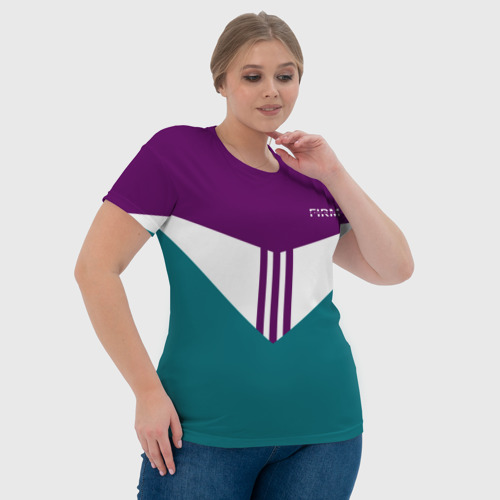 Женская футболка 3D с принтом FIRM темная сирень и бирюза, фото #4