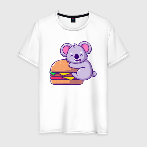 Мужская футболка хлопок с принтом Коала и чизбургер, вид спереди #2