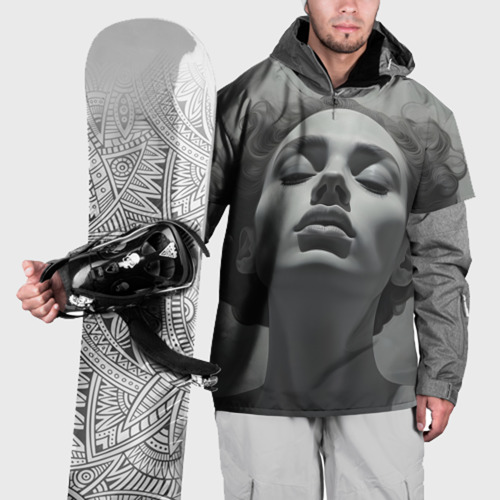Накидка на куртку 3D Монохромный женский портрет, цвет 3D печать