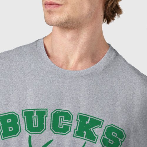 Мужская футболка хлопок с принтом Bucks fear the deer, фото #4