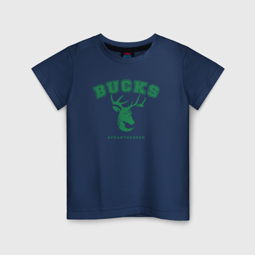 Детская футболка хлопок с принтом Bucks fear the deer, вид спереди #2