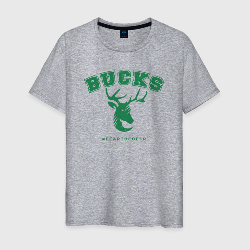 Мужская футболка хлопок с принтом Bucks fear the deer, вид спереди #2