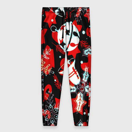 Женские брюки 3D с принтом Рождественские паттерны орнамент, вид спереди #2