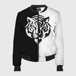 Женский бомбер 3D Тигр  чёрно-белый