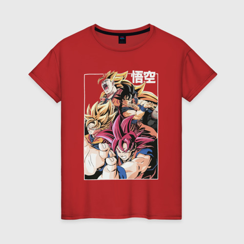 Женская футболка хлопок Dragon ball anime, цвет красный