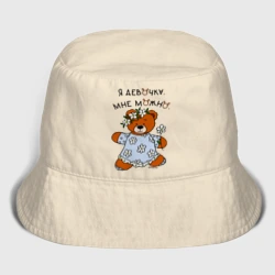 Детская панама хлопок Медведица в сарафане: я девочка
