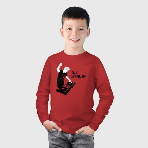 Детский лонгслив хлопок Диджей Сталин, цвет красный - фото 3