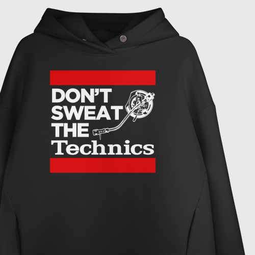 Женское худи Oversize хлопок Dont sweat the Technics, цвет черный - фото 3