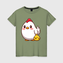 Женская футболка хлопок Куриная семейка