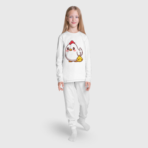 Детская пижама с лонгсливом хлопок с принтом Куриная семейка, вид сбоку #3