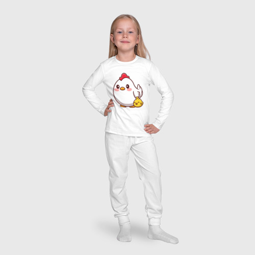 Детская пижама с лонгсливом хлопок с принтом Куриная семейка, фото #4