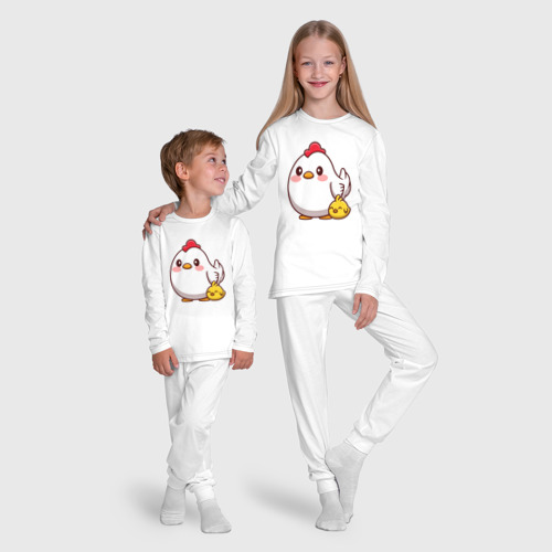Детская пижама с лонгсливом хлопок с принтом Куриная семейка, фото #5
