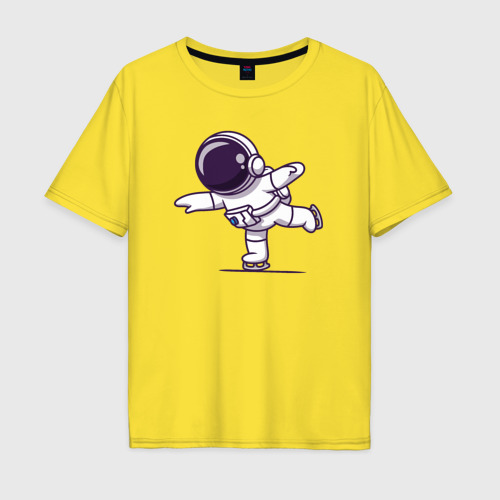 Мужская футболка хлопок Oversize с принтом Космонавт фигурист, вид спереди #2