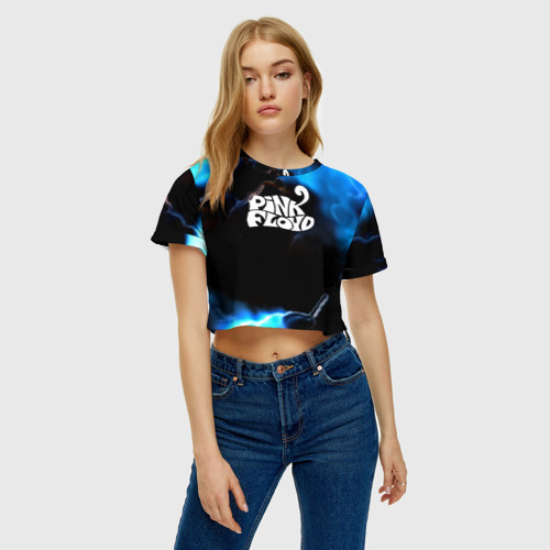 Женская футболка Crop-top 3D Pink floyd абстракт бенд, цвет 3D печать - фото 3