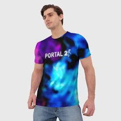Мужская футболка 3D Portal неоновый градиент - фото 2