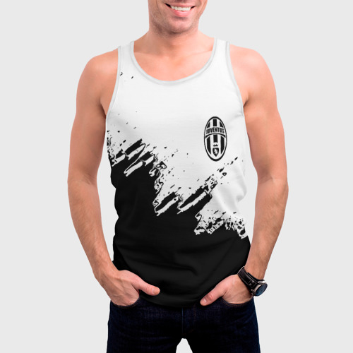 Мужская майка 3D Juventus black sport texture, цвет 3D печать - фото 3