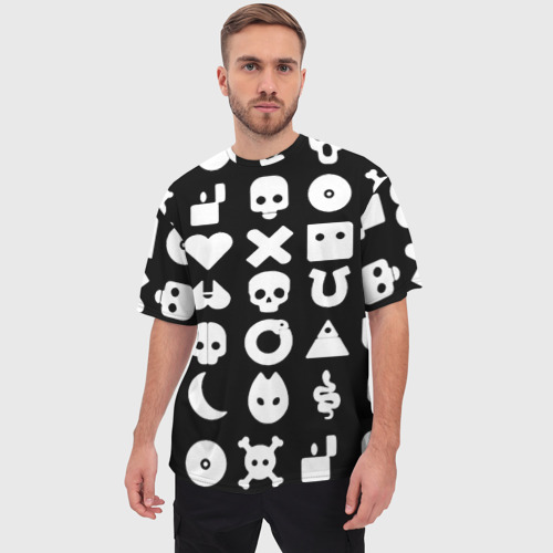 Мужская футболка oversize 3D Любовь смерть и роботы паттерн, цвет 3D печать - фото 3