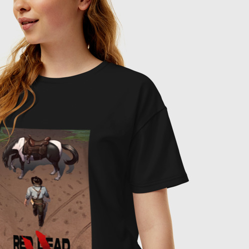 Женская футболка хлопок Oversize Red Dead Redemption II, цвет черный - фото 3