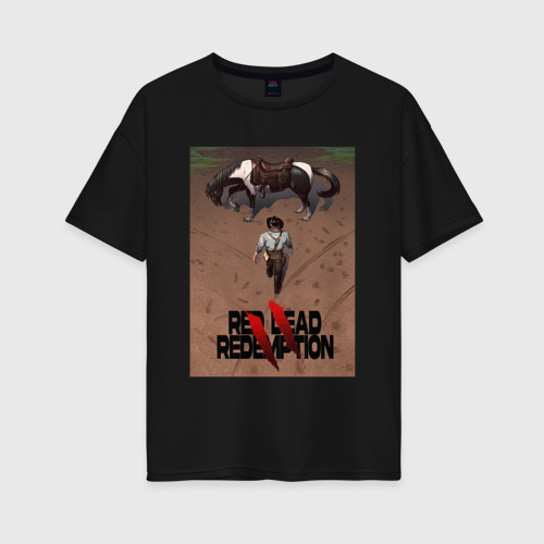Женская футболка хлопок Oversize Red Dead Redemption II, цвет черный