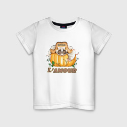 Детская футболка хлопок Лемур в ушанке - русская душа