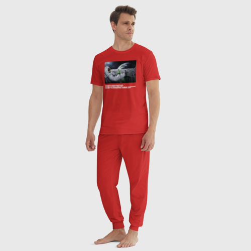 Мужская пижама хлопок с принтом Космонавт о работе, вид сбоку #3