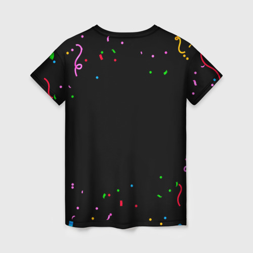 Женская футболка 3D с принтом Праздничная Светлана конфетти, вид сзади #1