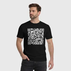 Мужская футболка хлопок Qr код на Rick Astley - Never Gonna Give You Up - фото 2