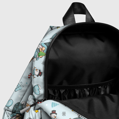 Детский рюкзак 3D с принтом Новогодние гномики на синем фоне, фото #4