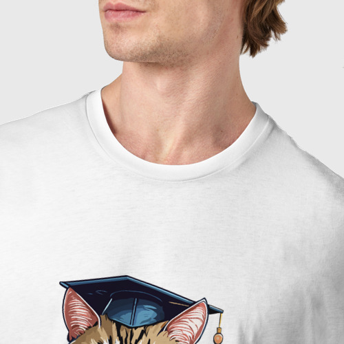Мужская футболка хлопок Кот в академическом костюме, цвет белый - фото 6