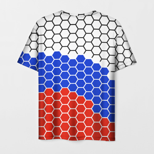 Мужская футболка 3D Флаг России из гексагонов, цвет 3D печать - фото 2
