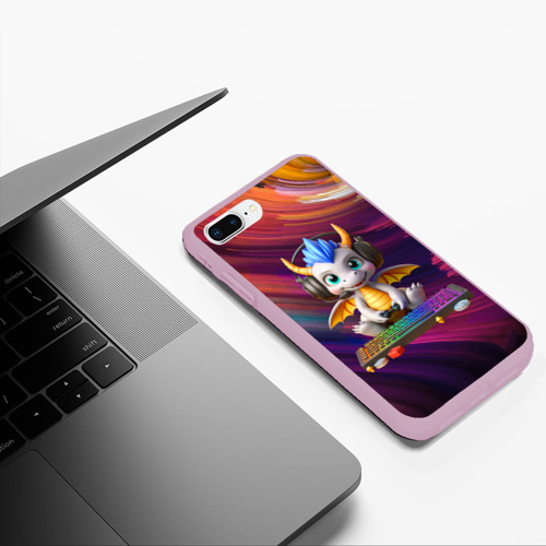 Чехол для iPhone 7Plus/8 Plus матовый Funny dragon cub - computer gamer, цвет розовый - фото 5